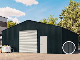 9,04 x 10,03 m TITAN, Stahldach, Leichtbauhalle, Trapezblechverkleidung, Anthrazit, mit Statik (Betonuntergrund), ohne Setangebot