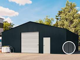 10,04 x 10,03 m TITAN, Stahldach, Leichtbauhalle, Trapezblechverkleidung, Anthrazit, mit Statik (Betonuntergrund), ohne Setangebot