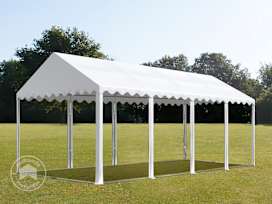 4x8m Partyzelt ohne Seitenteile, PVC-Plane, weiß, mit Bodenrahmen