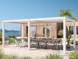 3x6m Pergola in Weiß; mit Lamellendach in Weiß