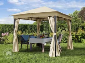 3x3 m Softtop Gartenpavillon, inkl. 4 Seitenteile, champagnerfarben