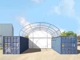 Rückwand für Container Überdachung 6m Breite, PRIMEtex 2300 PVC Plane, feuersicher, weiß