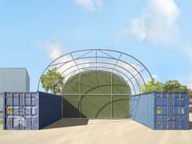 Rückwand für Container-Überdachung 8m Breite, PRIMEtex 2300 PVC Plane, dunkelgrün