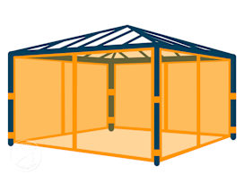 Moskitonetz (4-teilig) für Gartenpavillon Luma Deluxe 4x4 m, loft grey Moskitonetz (4-teilig) für Gartenpavillon Luma Deluxe 4x4 m, loft grey