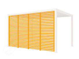 4-teilige, statische Lamellenwand für Pergola Premium mit 4 m Seitenlänge in Perlgrau 4-teilige, statische Lamellenwand für Pergola Premium mit 4 m Seitenlänge in Perlgrau