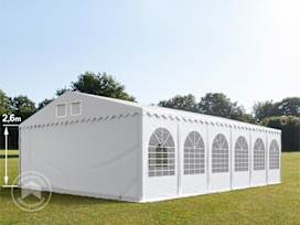 Parti sátor, 8x12m, PVC ponyva, fehér, padlókerettel