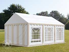 Parti sátor, 3x6m, PVC ponyva, bézs-fehér