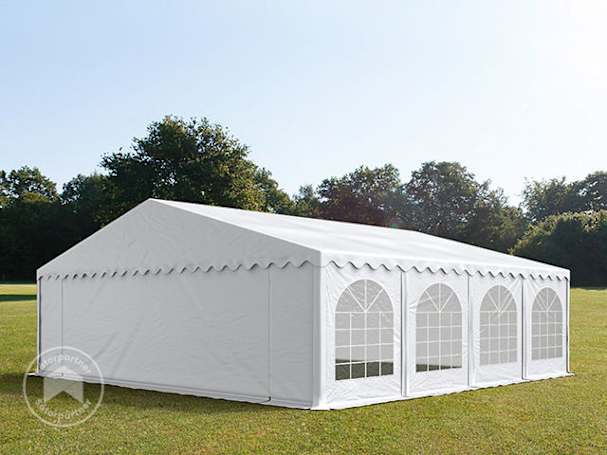 Parti sátor, 8x8m, PVC ponyva, fehér, padlókerettel