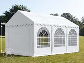 Parti sátor, 3x6m, PVC ponyva, fehér, padlókerettel