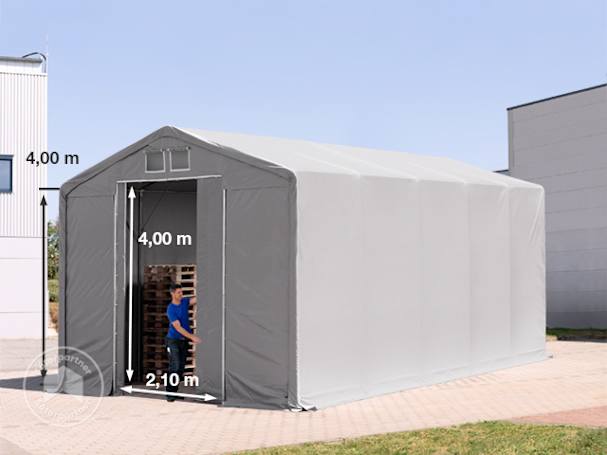 Ponyva csarnok, 5x10m, PRIMEtex-ponyva, szürke, statikai megerősítés nélkül