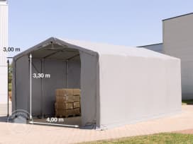 Ponyva csarnok, 6x8m, PVC ponyva, szürke, statikai megerősítés nélkül