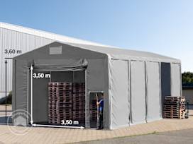 Ipari sátor, 8x10m, PVC ponyva, szürke, padlókerettel, statikai megerősítés nélkül