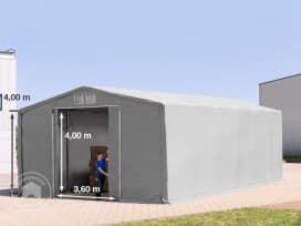 Ponyva csarnok, 8x12m, PVC ponyva, szürke, statikai megerősítés nélkül