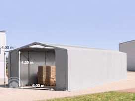 Ponyva csarnok, 8x16m, PRIMEtex-ponyva, szürke, statikai megerősítés nélkül Ponyva csarnok, 8x16m, PRIMEtex-ponyva, szürke, statikai megerősítés nélkül