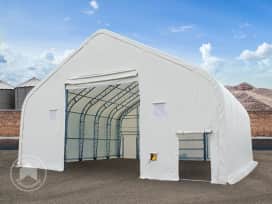 Ponyva csarnok, 12x12m, PRIMEtex-ponyva, fehér, statikai megerősítéssel