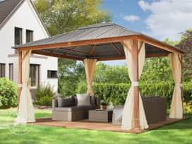 Kerti pavilon, 4x4m, keménytető, 4 oldalpanellel együtt, pezsgő szín