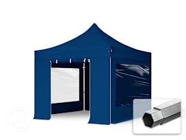 Összecsukható pavilon, Aluminium, 3x3m, 4 oldalpanellel együtt, sötétkék Összecsukható pavilon, Aluminium, 3x3m, 4 oldalpanellel együtt, sötétkék