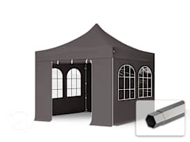 Összecsukható pavilon, acél, 3x3m, 4 oldalpanellel együtt, sötétszürke Összecsukható pavilon, acél, 3x3m, 4 oldalpanellel együtt, sötétszürke