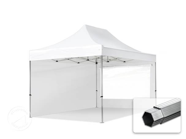 Összecsukható pavilon, Aluminium, 3x4,5m, 2 oldalpanellel együtt, fehér Összecsukható pavilon, Aluminium, 3x4,5m, 2 oldalpanellel együtt, fehér