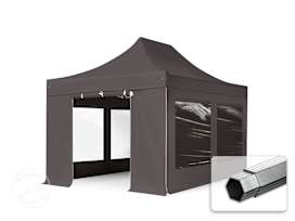 Összecsukható pavilon, Aluminium, 3x4,5m, 4 oldalpanellel együtt, sötétszürke Összecsukható pavilon, Aluminium, 3x4,5m, 4 oldalpanellel együtt, sötétszürke