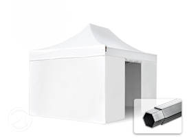 Összecsukható pavilon, Aluminium, 3x4,5m, 4 oldalpanellel együtt, fehér