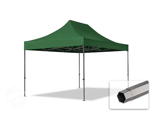 Összecsukható pavilon, acél, 3x4,5m, oldalpanelek nélkül, sötét zöld Összecsukható pavilon, acél, 3x4,5m, oldalpanelek nélkül, sötét zöld