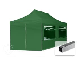 Összecsukható pavilon, Aluminium, 3x6m, 4 oldalpanellel együtt, sötét zöld