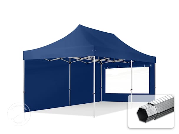 Összecsukható pavilon, Aluminium, 3x6m, 2 oldalpanellel együtt, sötétkék Összecsukható pavilon, Aluminium, 3x6m, 2 oldalpanellel együtt, sötétkék