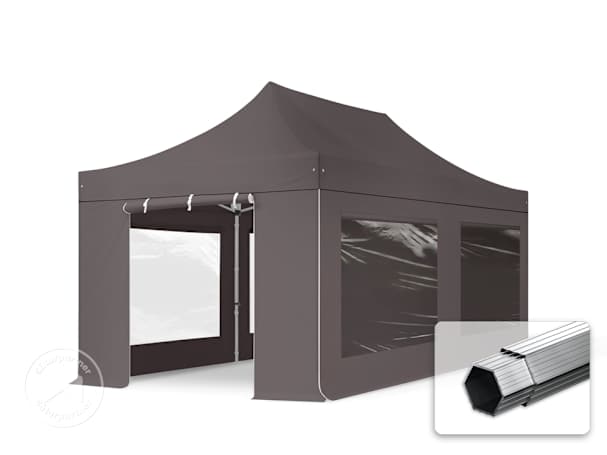 Összecsukható pavilon, Aluminium, 3x6m, 4 oldalpanellel együtt, sötétszürke Összecsukható pavilon, Aluminium, 3x6m, 4 oldalpanellel együtt, sötétszürke