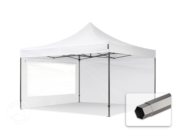 Összecsukható pavilon, acél, 4x4m, 2 oldalpanellel együtt, fehér Összecsukható pavilon, acél, 4x4m, 2 oldalpanellel együtt, fehér