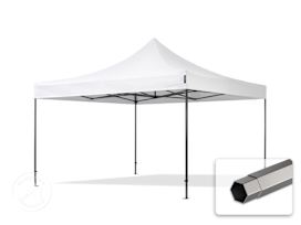 Összecsukható pavilon, acél, 4x4m, oldalpanelek nélkül, fehér Összecsukható pavilon, acél, 4x4m, oldalpanelek nélkül, fehér