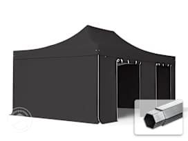 Összecsukható pavilon, Aluminium, 4x6m, 4 oldalpanellel együtt, fekete Összecsukható pavilon, Aluminium, 4x6m, 4 oldalpanellel együtt, fekete