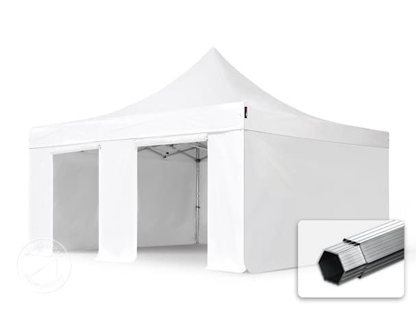 Összecsukható pavilon, Aluminium, 5x5m, 4 oldalpanellel együtt, fehér Összecsukható pavilon, Aluminium, 5x5m, 4 oldalpanellel együtt, fehér
