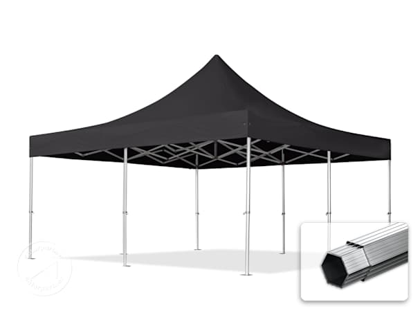 Összecsukható pavilon, Aluminium, 5x5m, oldalpanelek nélkül, fekete Összecsukható pavilon, Aluminium, 5x5m, oldalpanelek nélkül, fekete