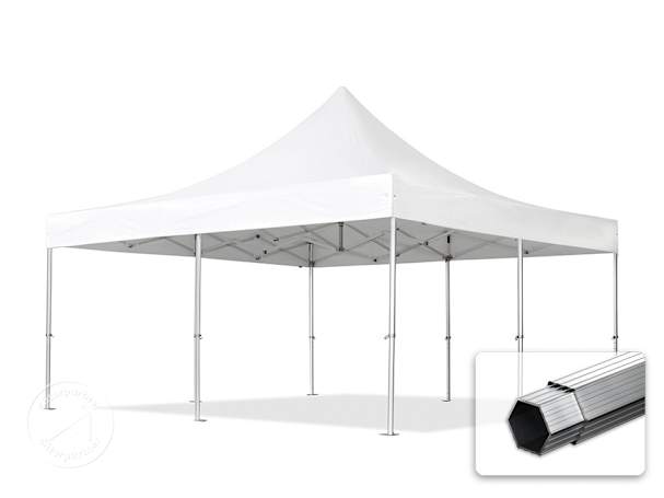Összecsukható pavilon, Aluminium, 5x5m, oldalpanelek nélkül, fehér Összecsukható pavilon, Aluminium, 5x5m, oldalpanelek nélkül, fehér