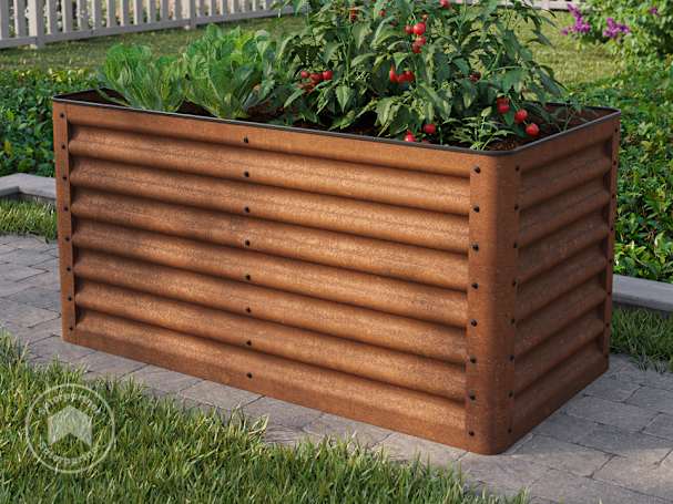 Magaságyás 120 x 60 x 60 cm, corten acél, Rozsdaszerű kivitelben