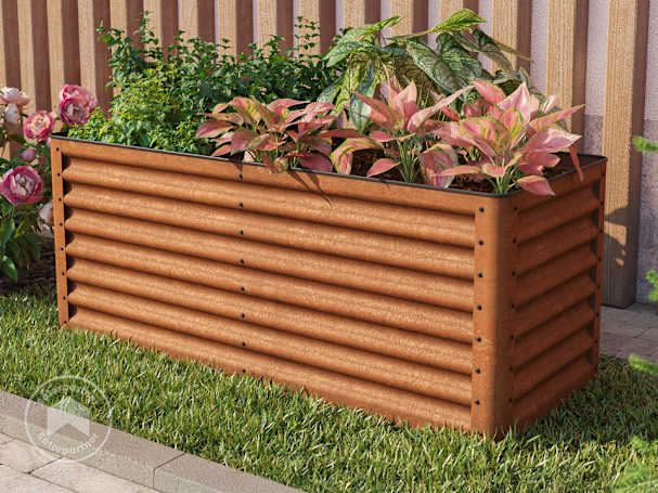 Magaságyás 150 x 60 x 60 cm, corten acél, Rozsdaszerű kivitelben