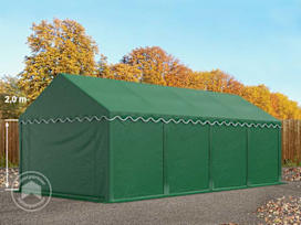 Ipari sátor, 4x8m, PVC ponyva, sötétzöld, padlókerettel
