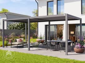 3x6m Pergola, lamellás tetővel, gyöngyházszürke
