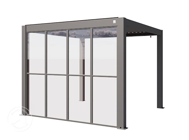 Oldalfal tisztaüveg-optikával Deluxe-Pergola 3-m-es oldalához gyöngyházszürke színben