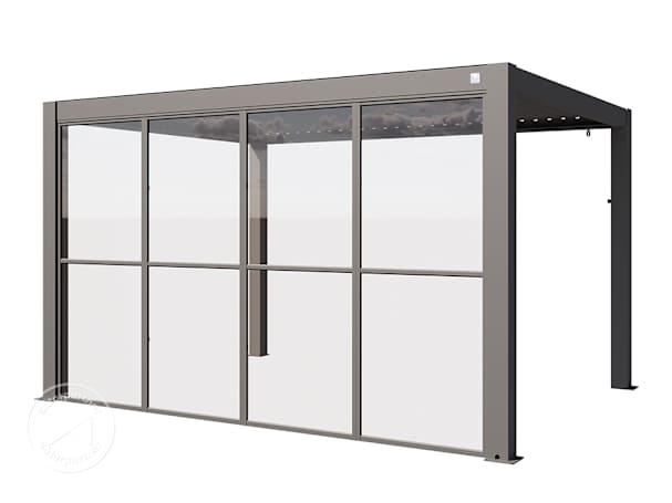 Oldalfal tisztaüveg-optikával Deluxe-Pergola 4-m-es oldalához gyöngyházszürke színben