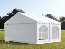 Párty stan 5x5 m, plachta z PVC, bílá, se spodním rámem