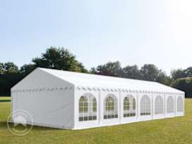 Párty stan 6x14 m, plachta z PVC, bílá, se spodním rámem