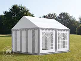 Párty stan 3x3 m, placha z PVC, edá-bílá 