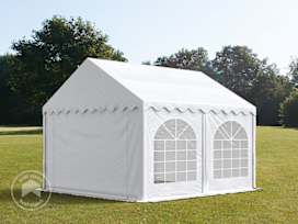 Párty stan 3x3 m, placha z PVC, bílá, se spodním rámem