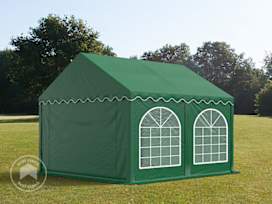 Párty stan 3x3 m, placha z PVC, tmavě zelená, se spodním rámem