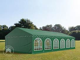 Párty stan 6x12 m, placha z PVC, tmavě zelená, se spodním rámem