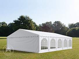 Párty stan 8x10 m, plachta z PVC, bílá, se spodním rámem