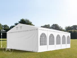 Párty stan 7x10 m, plachta z PVC, bílá, se spodním rámem