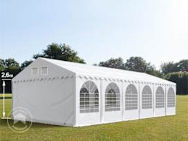 Párty stan 5x12 m, plachta z PVC, bílá, se spodním rámem